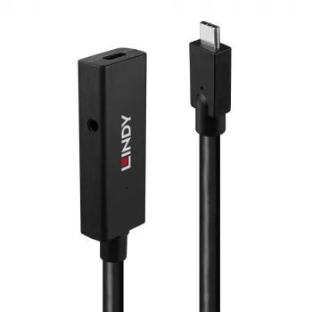 Lindy 5m USB 3.2 Gen 2 C/C Active Extension, 5 m, USB C, USB C, USB 3.2 Gen 2 (3.1 Gen 2), 10 Gbit/s, juoda