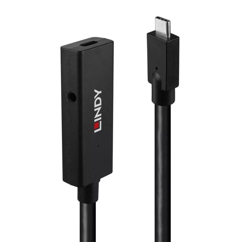 Lindy 5m USB 3.2 Gen 2 C/C Active Extension, 5 m, USB C, USB C, USB 3.2 Gen 2 (3.1 Gen 2), 10 Gbit/s, juoda