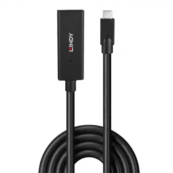 Lindy 5m USB 3.2 Gen 2 C/C Active Extension, 5 m, USB C, USB C, USB 3.2 Gen 2 (3.1 Gen 2), 10 Gbit/s, juoda