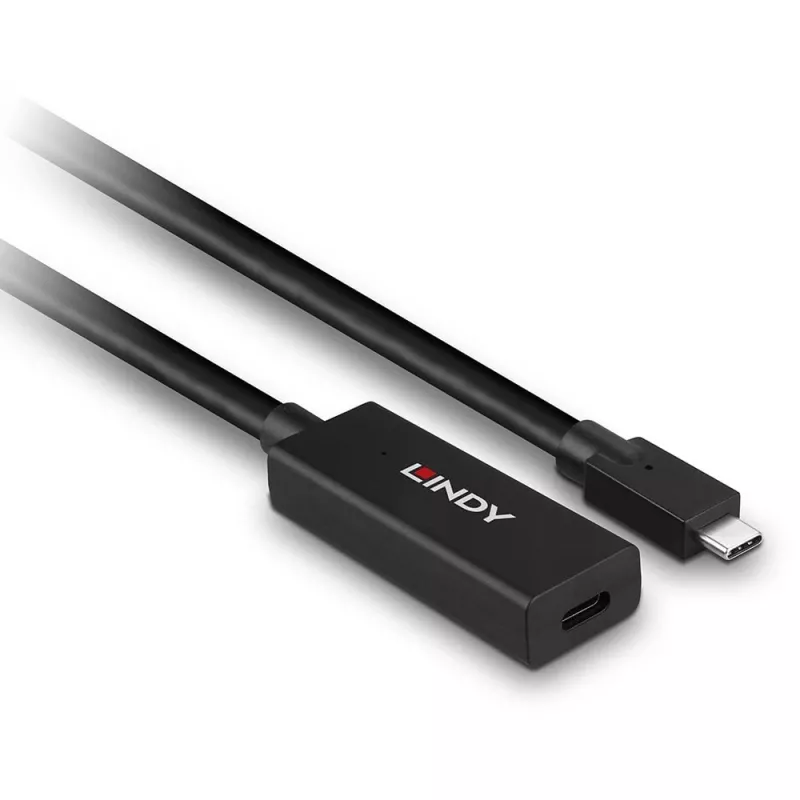 Lindy 5m USB 3.2 Gen 2 C/C Active Extension, 5 m, USB C, USB C, USB 3.2 Gen 2 (3.1 Gen 2), 10 Gbit/s, juoda