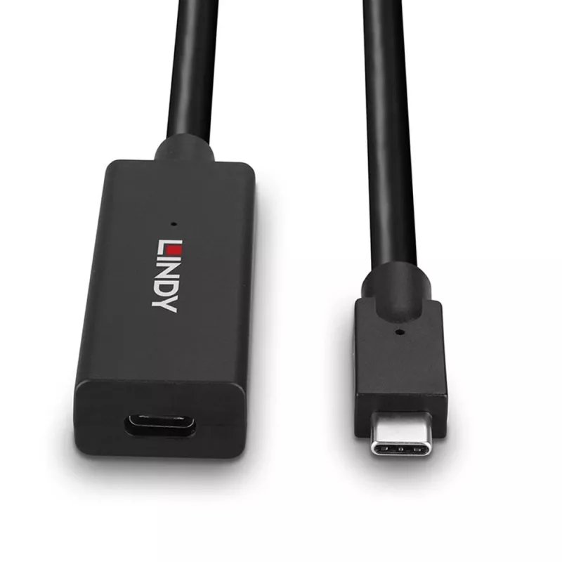 Lindy 5m USB 3.2 Gen 2 C/C Active Extension, 5 m, USB C, USB C, USB 3.2 Gen 2 (3.1 Gen 2), 10 Gbit/s, juoda