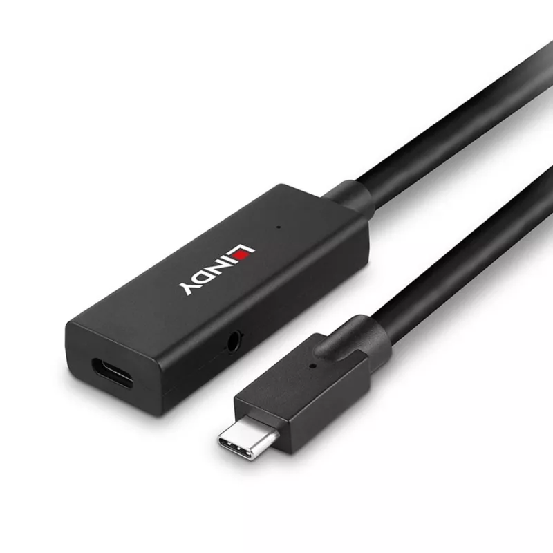 Lindy 5m USB 3.2 Gen 2 C/C Active Extension, 5 m, USB C, USB C, USB 3.2 Gen 2 (3.1 Gen 2), 10 Gbit/s, juoda
