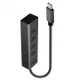Lindy 4 prievadų USB 3.2 C tipo šakotuvas, USB 3.2 Gen 1 (3.1 Gen 1) Type-C, USB 3.2 Gen 1 (3.1 Gen 1) Type-A, 5000 Mbit/s, pilkas, aliuminis, plastikas, 0,3 m