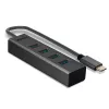 Lindy 4 prievadų USB 3.2 C tipo šakotuvas, USB 3.2 Gen 1 (3.1 Gen 1) Type-C, USB 3.2 Gen 1 (3.1 Gen 1) Type-A, 5000 Mbit/s, pilkas, aliuminis, plastikas, 0,3 m