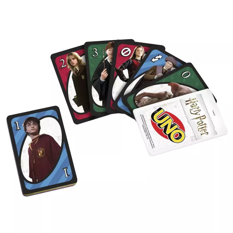 Kortų žaidimas MATTEL UNO Harry Potter — atsikratymo kortų žaidimas, amžius 7+