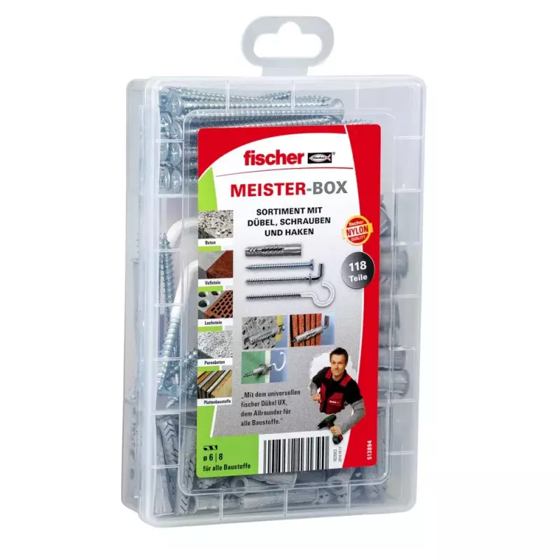 Varžtų ir kaiščių rinkinys Fischer MEISTER-BOX UX 75 vnt.