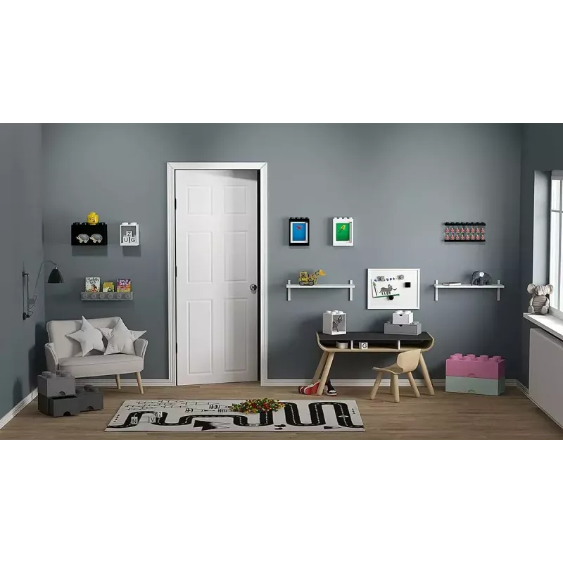 room copenhagen LEGO Brick Lentyna 8+4 juoda — modulinė sieninė lentyna su 2 lentynomis