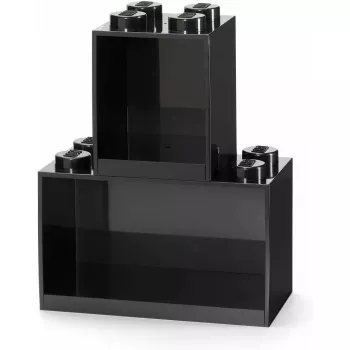 room copenhagen LEGO Brick Lentyna 8+4 juoda — modulinė sieninė lentyna su 2 lentynomis