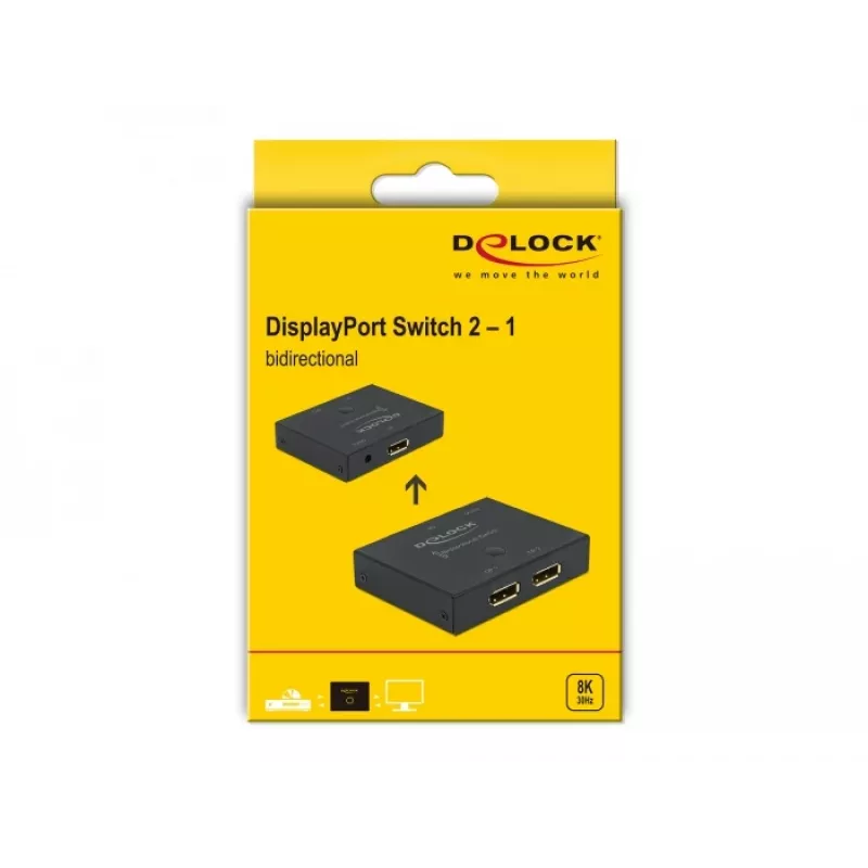 DELOCK DisplayPort 2 į 1 jungiklis - dvikryptis 8K 30Hz