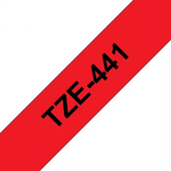 Etikečių juosta Brother TZe441 18mm Juoda ant raudonos