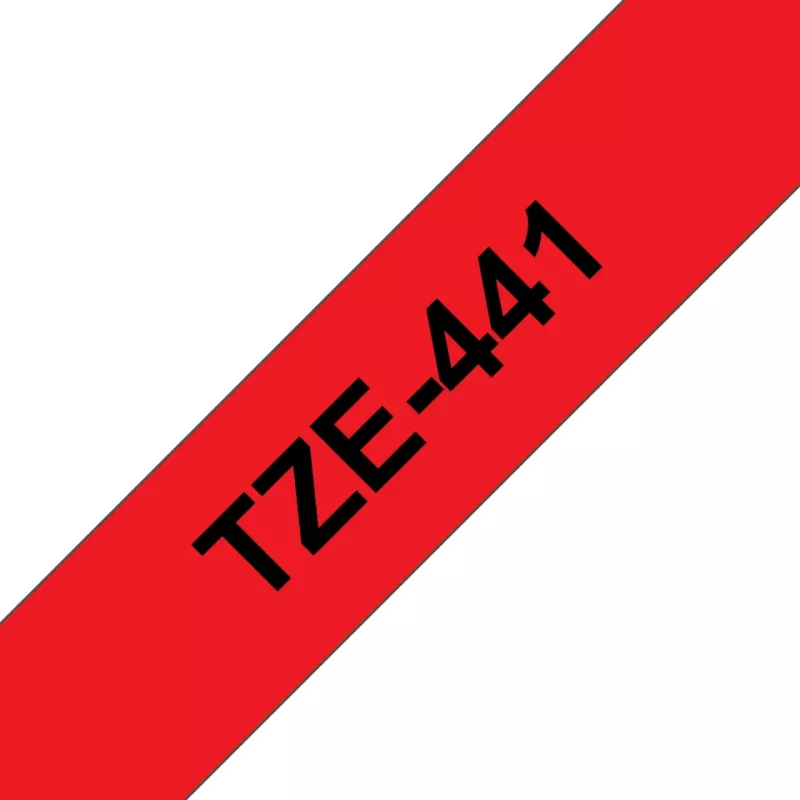 Etikečių juosta Brother TZe441 18mm Juoda ant raudonos