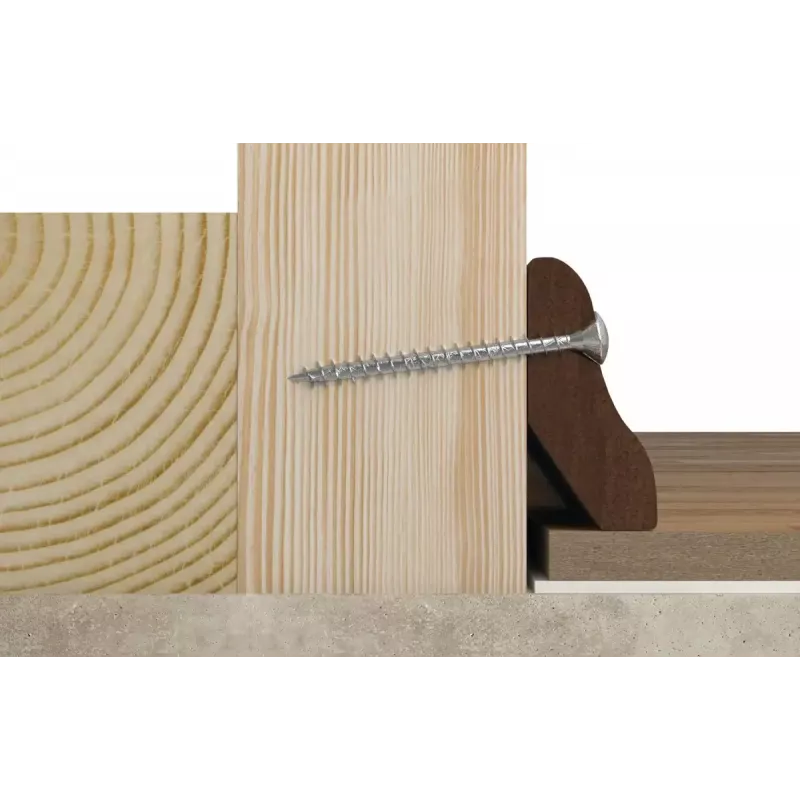 Sraigtas Fischer 670501 — plieninis medsraigtis 100 mm, 6 mm skersmuo, 60 mm sriegis, pakuotėje 25 vnt.