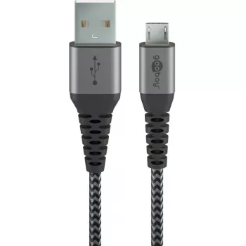 USB laidas Wentronic 49282 USB 2.0 1 m Micro-USB B USB A Juoda Pilka