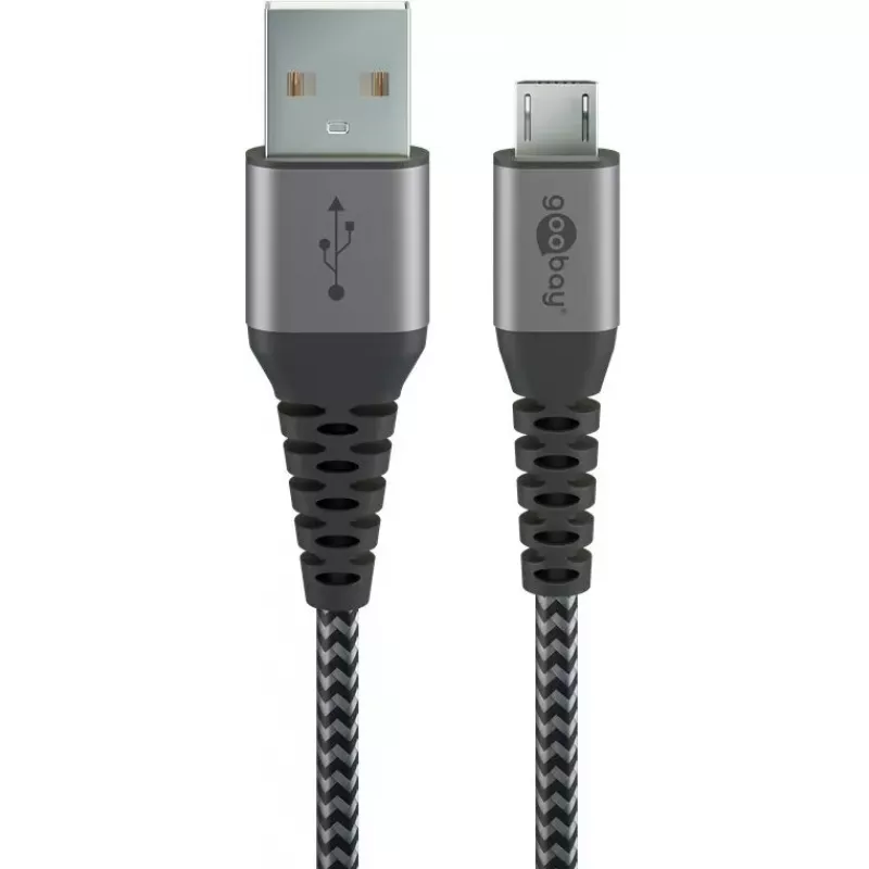 USB laidas Wentronic 49282 USB 2.0 1 m Micro-USB B USB A Juoda Pilka