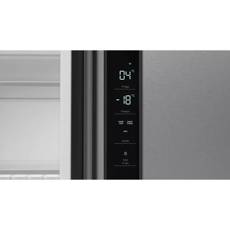 Bosch Serie 4 KFN96APEA šaldytuvas-šaldiklis su šoninėmis durelėmis, laisvai pastatomas, 605 l, nerūdijantis plienas