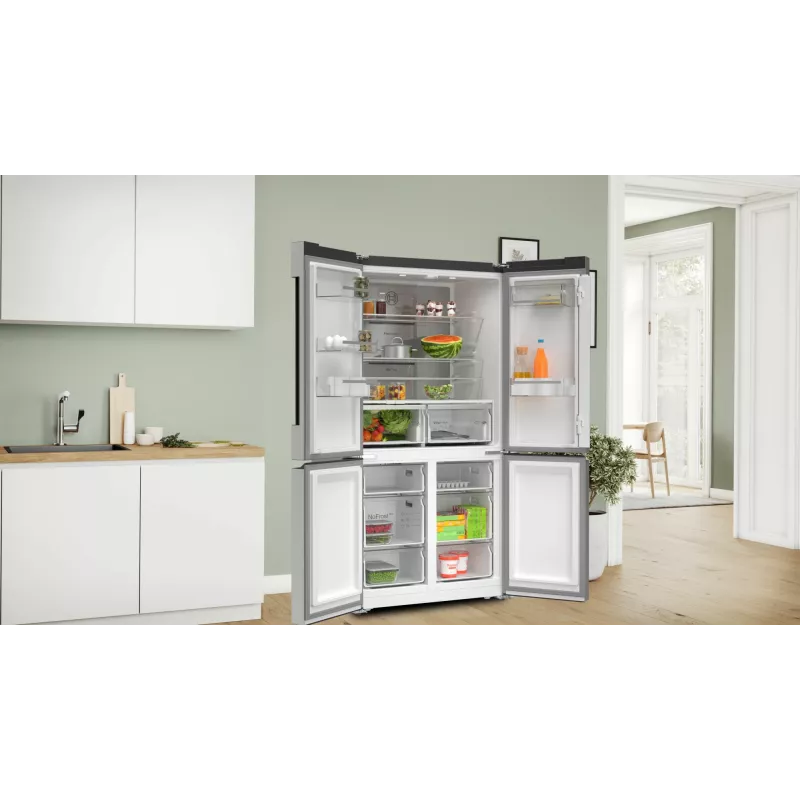 Bosch Serie 4 KFN96APEA šaldytuvas-šaldiklis su šoninėmis durelėmis, laisvai pastatomas, 605 l, nerūdijantis plienas