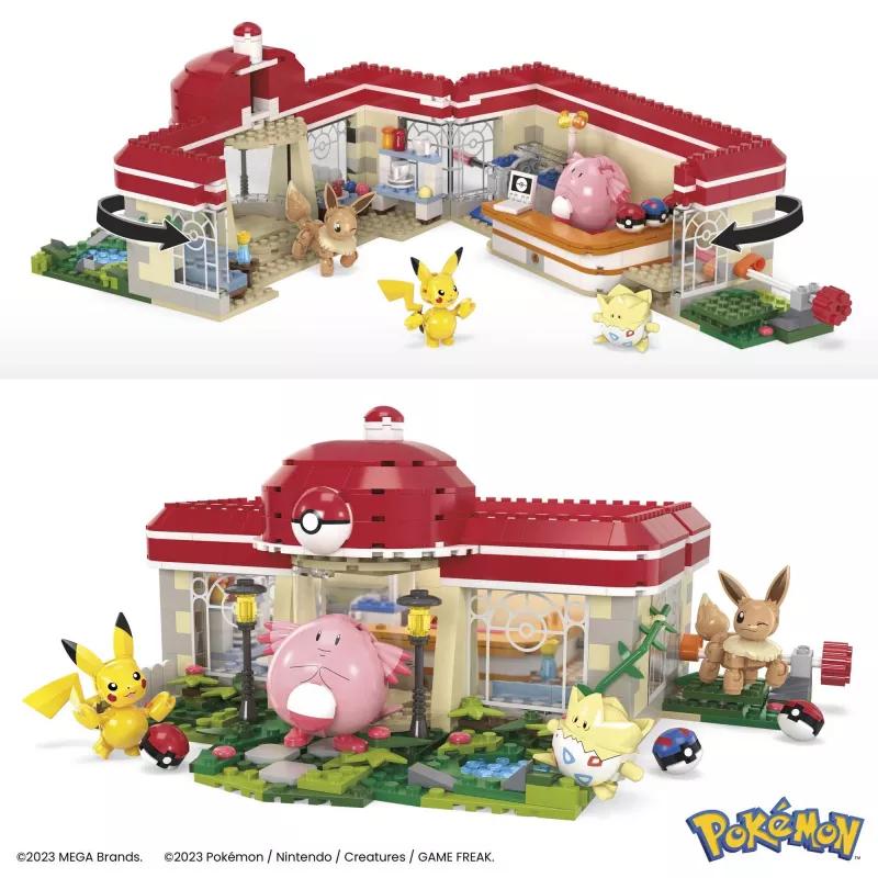 MEGA Pokémon statybinis žaislų rinkinys, Miško centras (648 dalys) su 4 veiksmo figūrėlėmis
