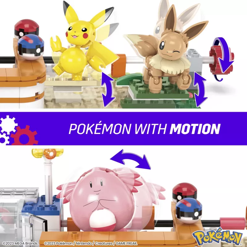 MEGA Pokémon statybinis žaislų rinkinys, Miško centras (648 dalys) su 4 veiksmo figūrėlėmis