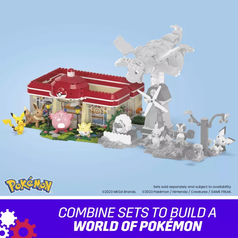 MEGA Pokémon statybinis žaislų rinkinys, Miško centras (648 dalys) su 4 veiksmo figūrėlėmis