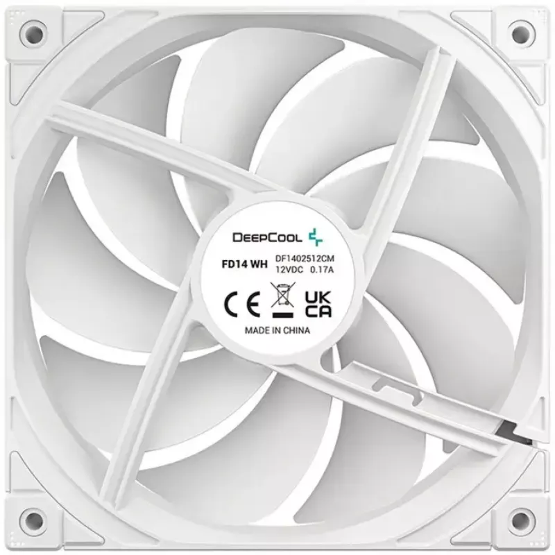 140 mm korpuso ventiliatorius DeepCool FD14 WH, 140x140x25 mm, baltas, 3 kontaktų
