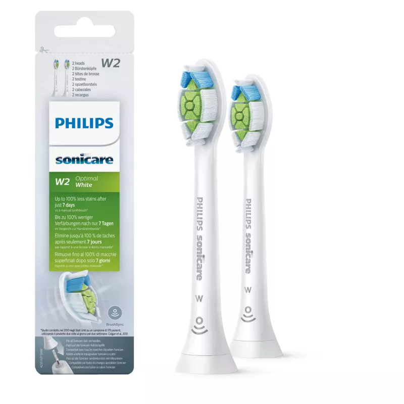 Philips Sonicare W2 Optimal Balta HX6062/10 2 vnt. keičiamųjų soninių dantų šepetėlių galvučių rinkinys