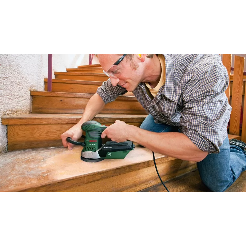Bosch PEX 400 AE atsitiktinio orbitinio šlifuoklio, atsitiktinis orbitinis šlifuoklis, Velcro, žalia, Vengrija, 4000 OPM, 26000 OPM