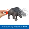 Jurassic World Rebirth Wild Roar Nasutoceratops žaislinis dinozauras, uodega valdoma atakos griebimo funkcija ir garsu