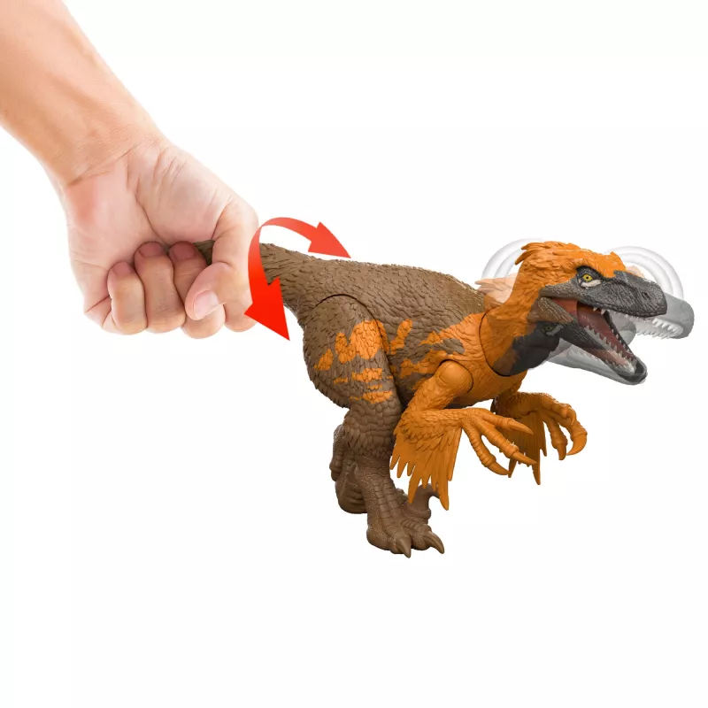 Jurassic World Rebirth Wild Roar Utahraptor žaislas dinozauras, uodega valdomas atakos kirtimas ir garsas