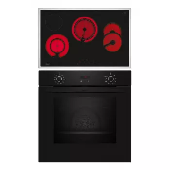 Keraminė kaitlentė ir elektrinė orkaitė NEFF B2CCG6AK3 + T18SDH9L0 — Stiklo keramikos 4 zonų kaitlentė, 71 L elektrinė orkaitė, CircoTherm®