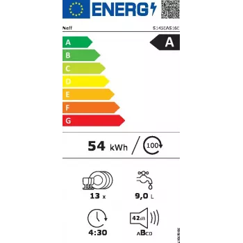 Indaplovė NEFF S145EAS16E pusiau įmontuojama, 13 vietų, A energija, 42 dB, Home Connect