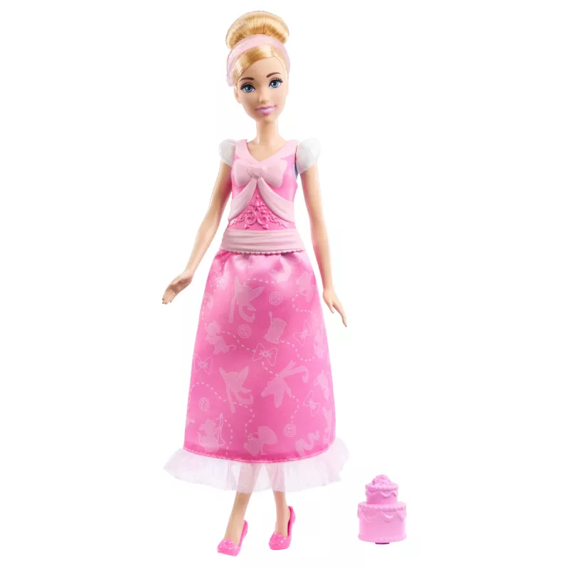 Disney Princess 2-in-1 Stories Pelenė, mados lėlė su 2 užsegamais liemenėliais, 2 sijonais ir 9 priedais