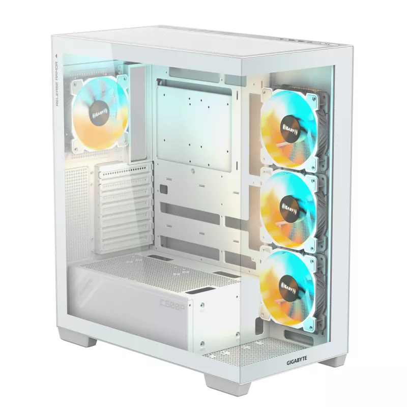 GIGABYTE C500 PANORAMIC STEALTH Midi Tower baltos spalvos korpusas