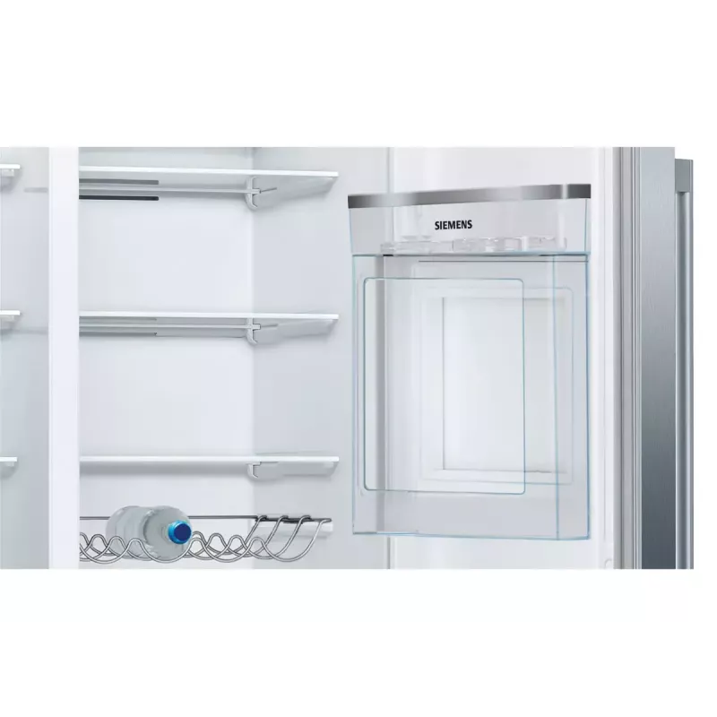 Šaldytuvas – šaldiklis Siemens iQ500 KA93GAIEP – atskirai stovintis, 560 l bendroji talpa, šaldytuvo dalis 369 l, šaldiklio dalis 191 l, energijos klasė E, nerūdijantis plienas