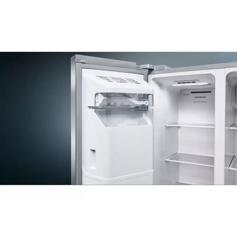 Šaldytuvas – šaldiklis Siemens iQ500 KA93GAIEP – atskirai stovintis, 560 l bendroji talpa, šaldytuvo dalis 369 l, šaldiklio dalis 191 l, energijos klasė E, nerūdijantis plienas