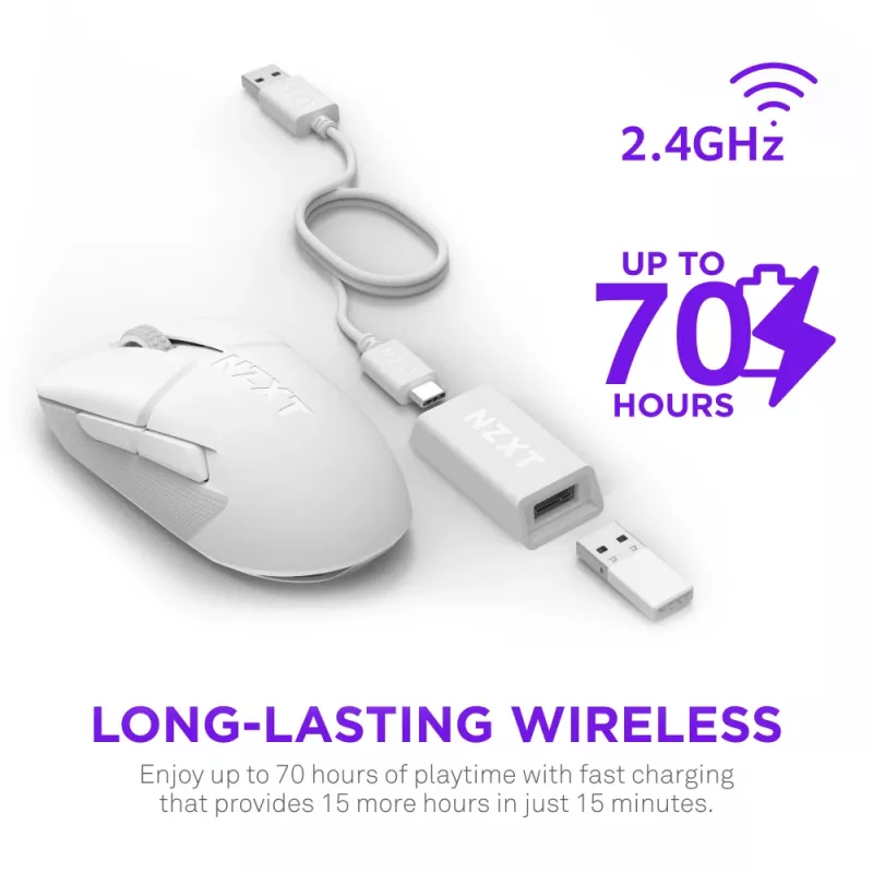 NZXT Lift Elite Wireless belaidis žaidimų pelė balta