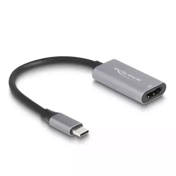 DeLOCK HDMI laidas 0,15 m A tipo lizdas USB-C kištukas juodas pilkas 60020