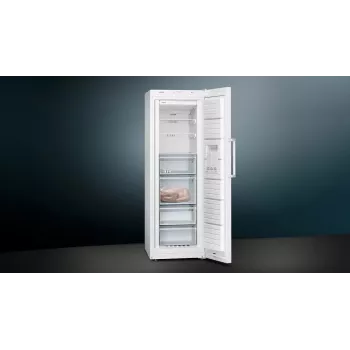 Vertikalus šaldiklis Siemens iQ300 GS33NVWEP — 225 l, NoFrost, 20 kg/24 h, E klasė, balta