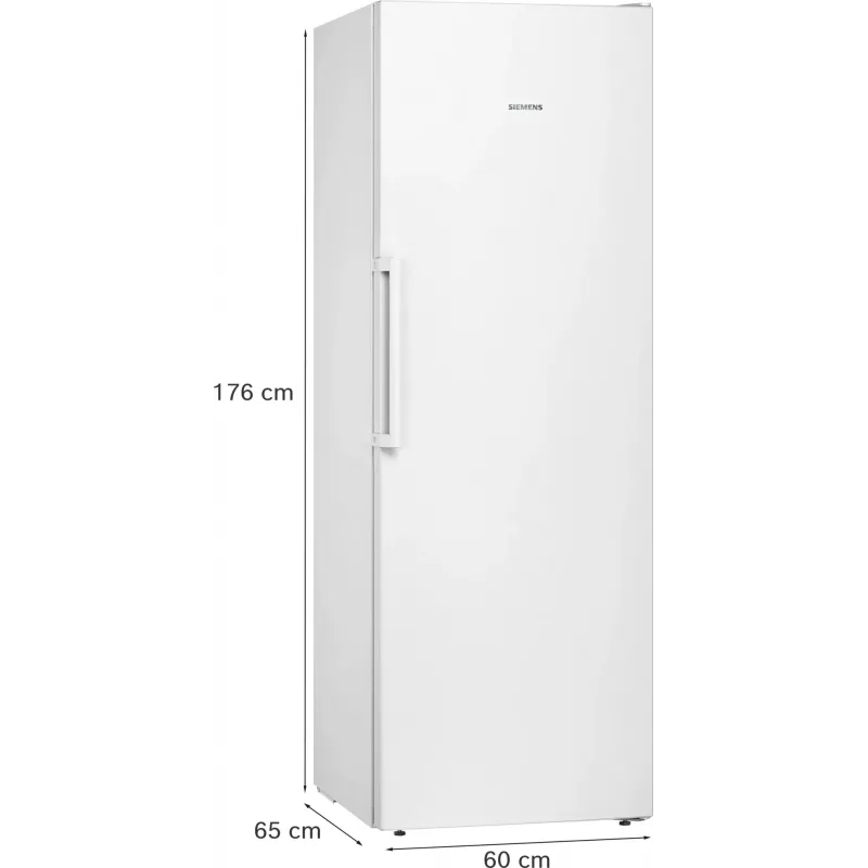Vertikalus šaldiklis Siemens iQ300 GS33NVWEP — 225 l, NoFrost, 20 kg/24 h, E klasė, balta