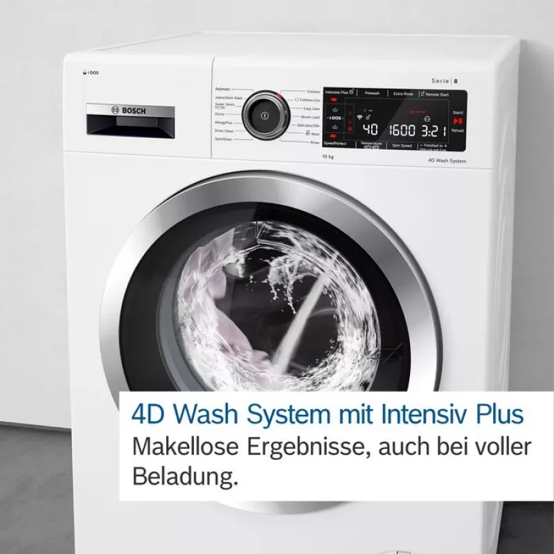Bosch Serie 8 WGB256041 skalbimo mašina Pakraunama iš priekio 10 kg 1600 aps./min. Juoda, Balta