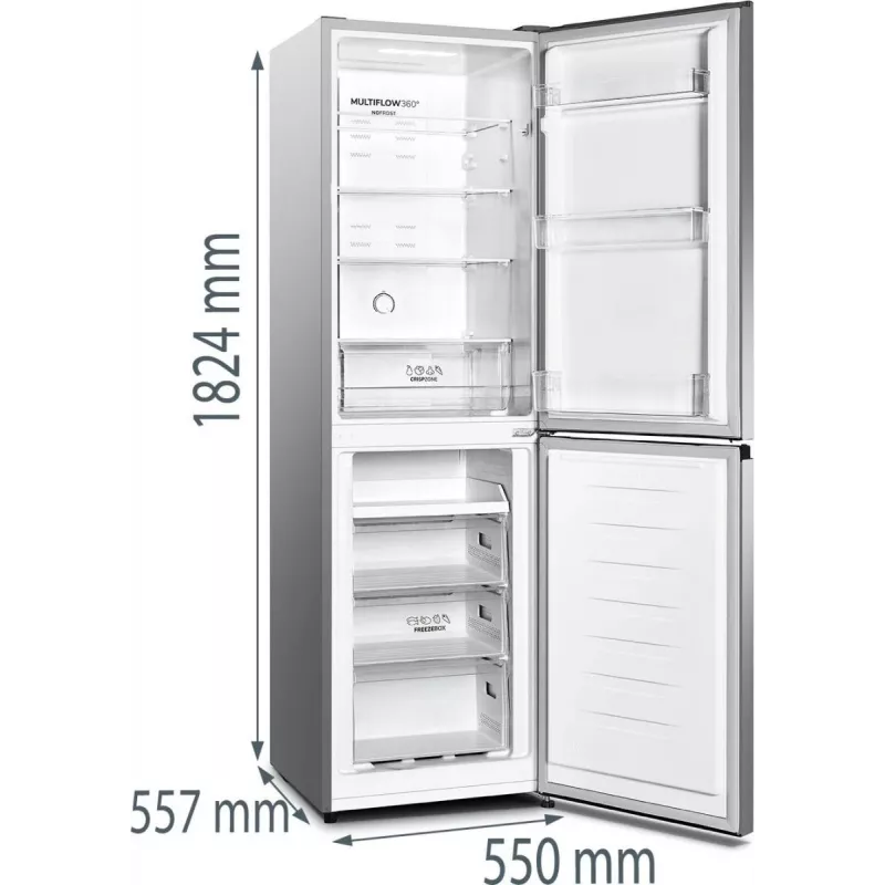 Gorenje NRK418DCS4 Freestanding 256 L Pilka