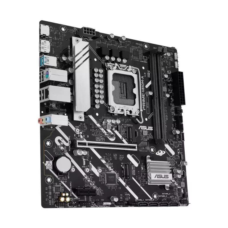 Motininė plokštė ASUS PRIME H810M-A-CSM — Intel H810, LGA 1851, microATX, 2× DDR5 DIMM (iki 128 GB), 2× M.2, 4× SATA III, PCIe 4.0