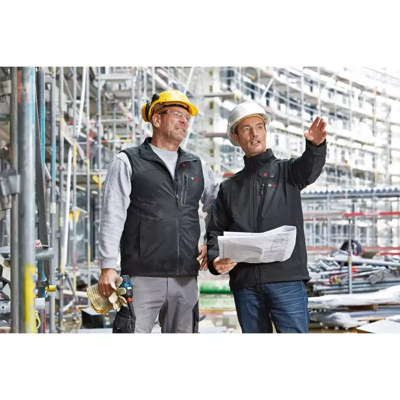 Bosch GHV 12+18V XA Professional šildoma liemenė, 3XL dydžio, juoda, su įkrovikliu ir baterija