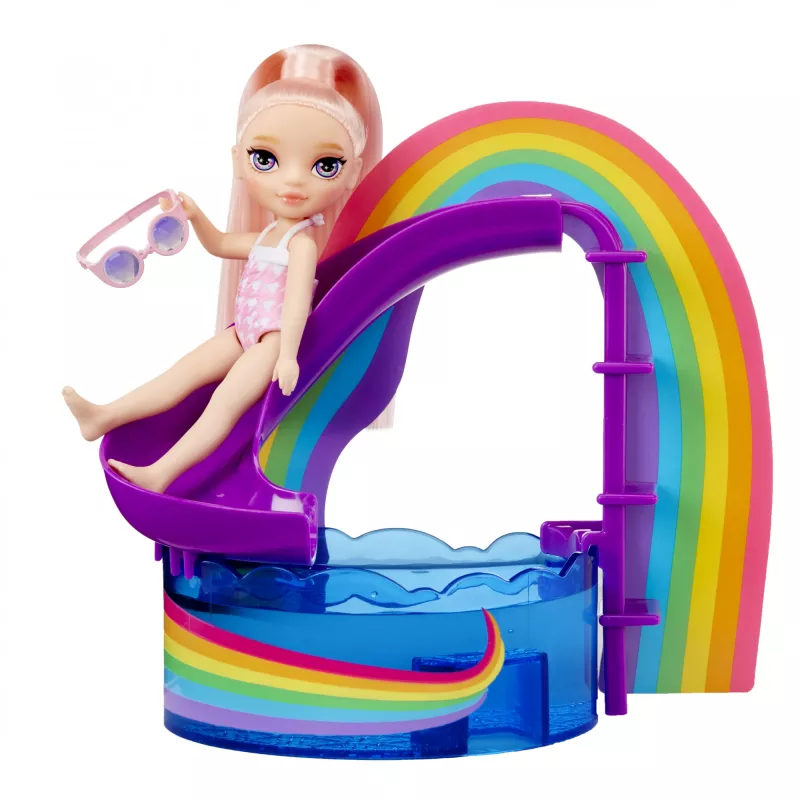 Rainbow High Little Pool Day su Blush žaidimų rinkiniu, mados lėlė, moteriška, 4 m., 140 mm, įvairiaspalvė