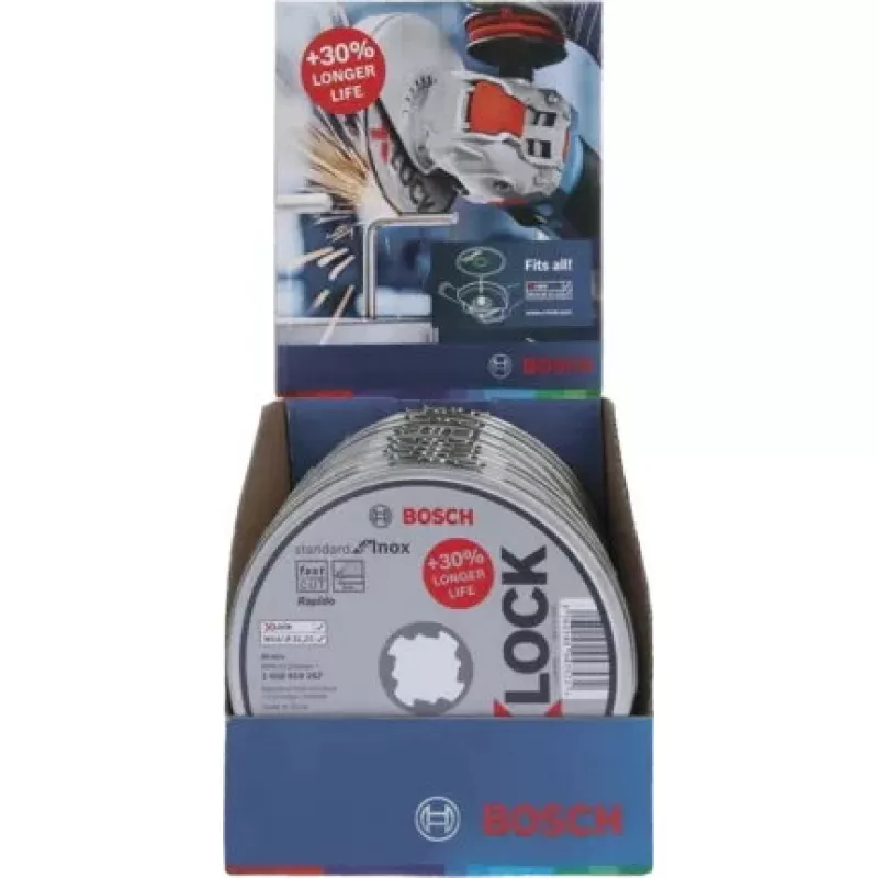 Bosch X-LOCK pjovimo diskas, 125 mm, skirtas nerūdijančiam plienui, pakuotė 10 vnt.