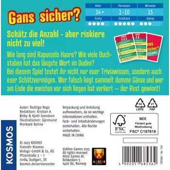 Kosmos 47856223 stalo / kortų žaidimas 15 min. spėjimo