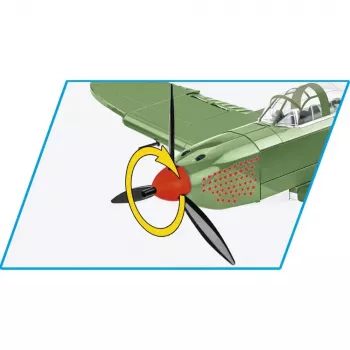 Konstrukcinis žaislas Cobi Bell P-39Q Airacobra alyvuogių žalios spalvos modelio rinkinys