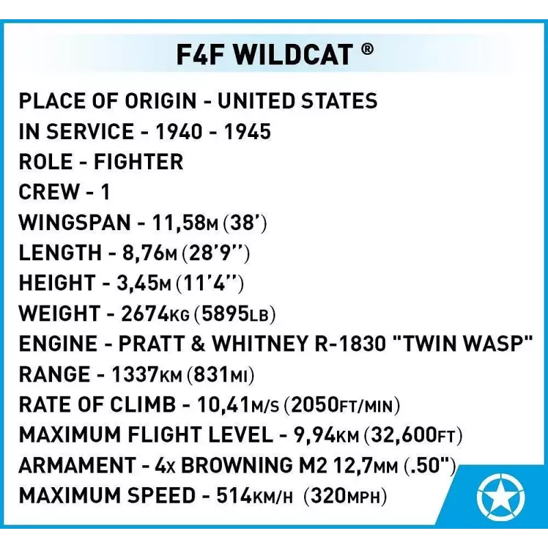 Statybiniai blokeliai COBI F4F Wildcat Northrop Grumman 375 vnt.