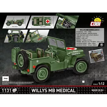 Konstruktorius COBI Willys MB Medical 1131 dalių amžius 10+