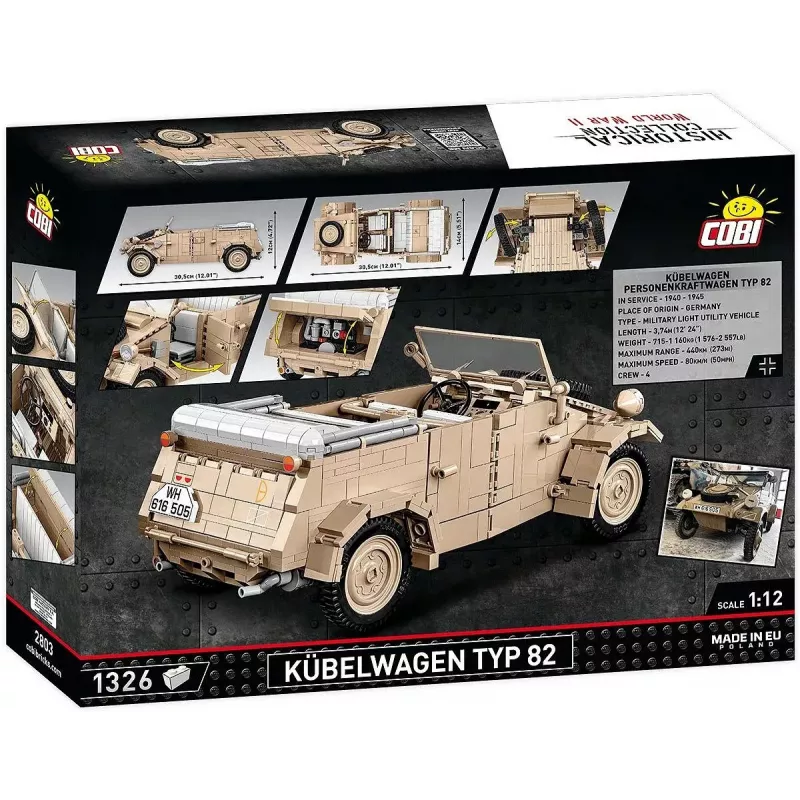 Konstruktorius COBI Kübelwagen Typ 82 1326 detalės Antrasis pasaulinis karas