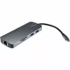 USB-C daugiaportis šakotuvas INTER-TECH H-428 — USB 3.2 Gen 1 Type-C priegloba, HDMI, USB-A, SD/MicroSD, gigabitinis eternetas, 5000 Mbit/s